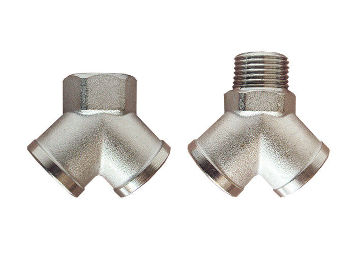 Brass Three Way Air Pressure Hose Fitting Nickel Plated IPS Female
