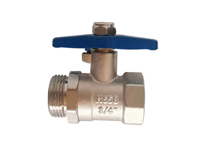 Nickel Plated Brass Ball Valve 3/4" Male x Female Thread Connection for