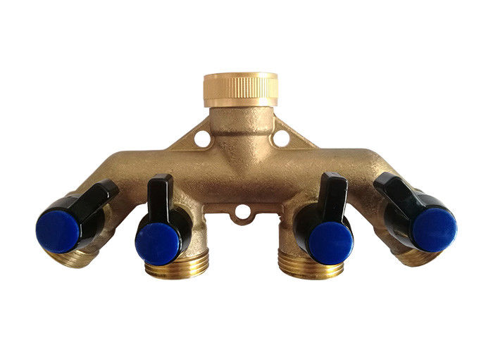 Five Way Garden Tap Valve , Bibcock Ball Valve Sandblast Rough Brass